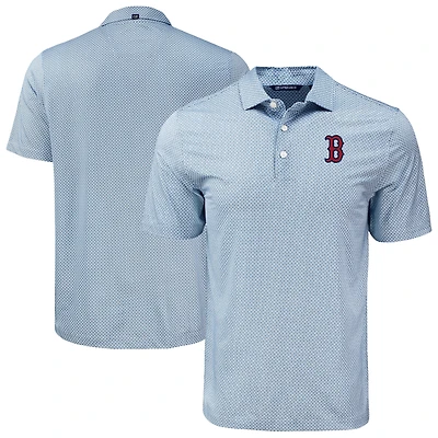 Men's Cutter & Buck Navy Boston Red Sox  Pike Eco Diamond Dot Print Polo