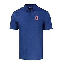 Polo extensible recyclé bleu marine Boston Red Sox Pike Eco Pebble Print pour homme Cutter & Buck