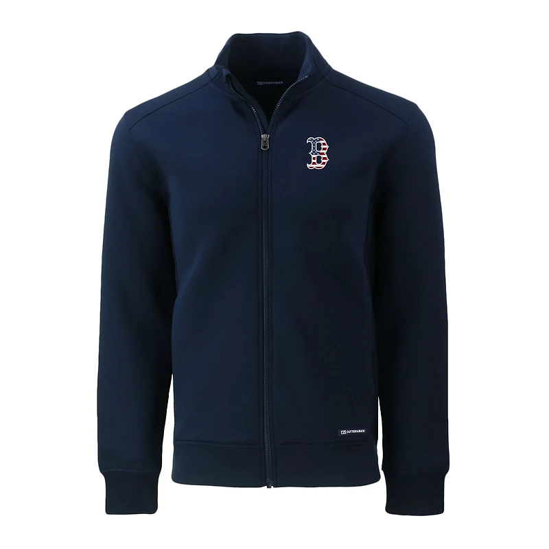 Men's Cutter & Buck Navy Boston Red Sox Stars Stripes Roam Eco Recycled Full-Zip Jacket