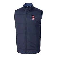 Men's Cutter & Buck  Navy Boston Red Sox Stealth Hybrid Quilted Windbreaker Full-Zip Vest