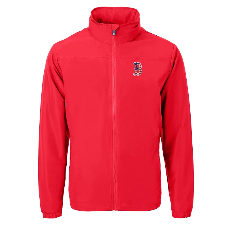 Men's Cutter & Buck  Red Boston Sox Americana Logo Charter Eco Knit Recycled Full-Zip Jacket