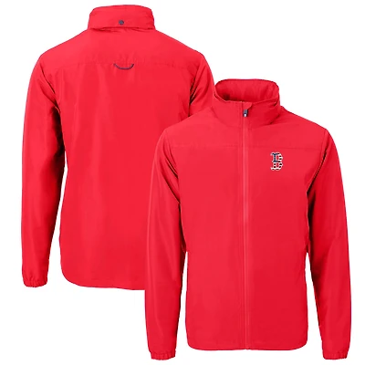 Men's Cutter & Buck  Red Boston Sox Americana Logo Charter Eco Knit Recycled Full-Zip Jacket