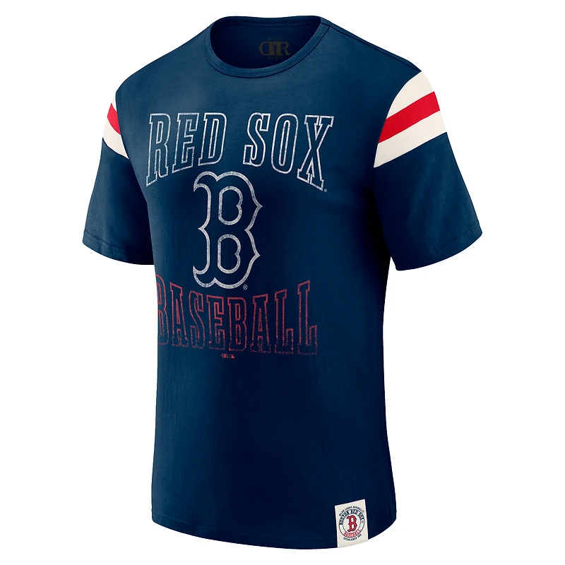 T-shirt rayé bleu marine à manches vieillies pour homme, collection Darius Rucker par Fanatics, des Red Sox de Boston