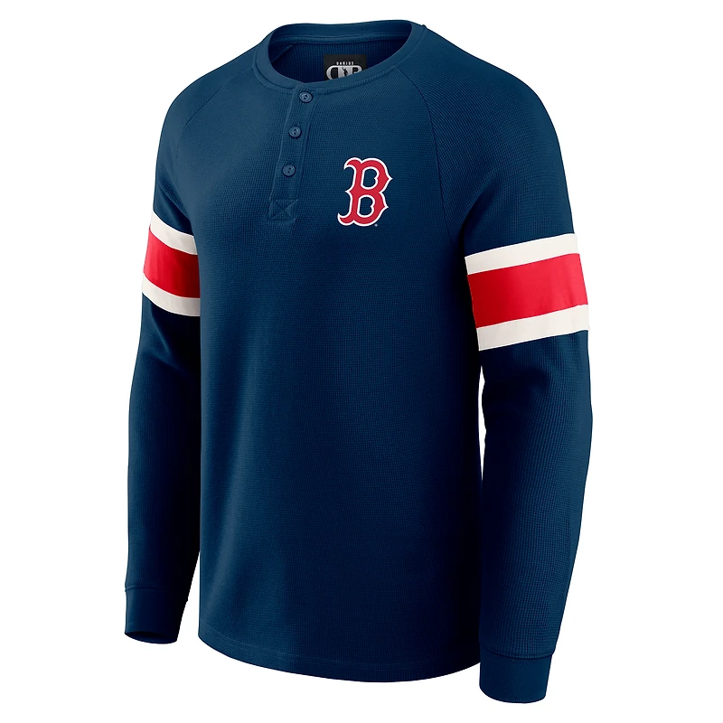 Men's Darius Rucker Collection by Fanatics Navy Boston Red Sox Waffle-Knit Raglan Long Sleeve Henley T-Shirt