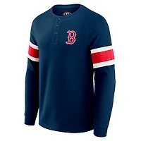 Men's Darius Rucker Collection by Fanatics Navy Boston Red Sox Waffle-Knit Raglan Long Sleeve Henley T-Shirt