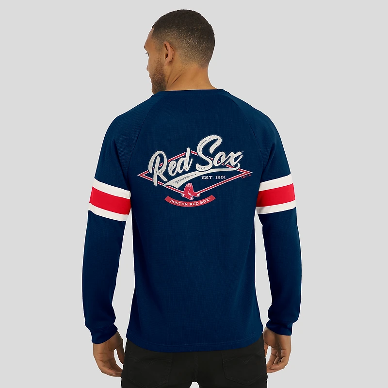 Men's Darius Rucker Collection by Fanatics Navy Boston Red Sox Waffle-Knit Raglan Long Sleeve Henley T-Shirt