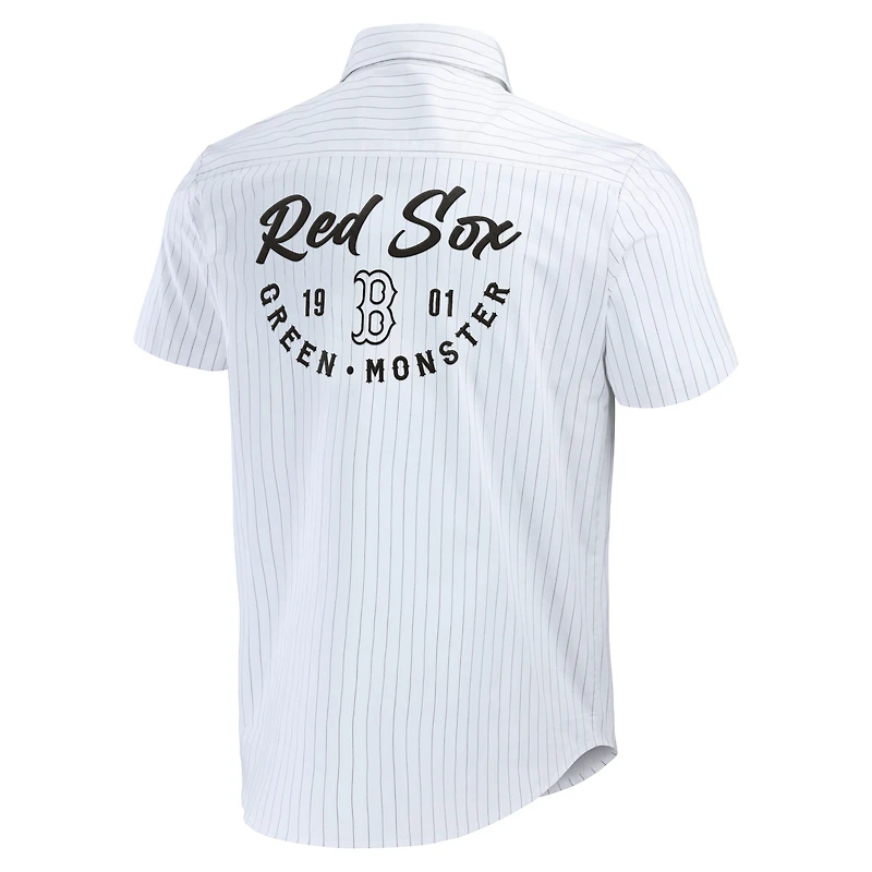 Collection Darius Rucker pour hommes par Fanatics Chemise boutonnée à manches courtes blanche Boston Red Sox Pin Stripe