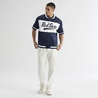 Men's Fanatics Athletic Navy Boston Red Sox Iconic Full-Snap Short Sleeve Satin Warm-Up