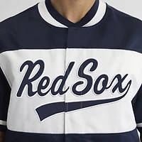Men's Fanatics Athletic Navy Boston Red Sox Iconic Full-Snap Short Sleeve Satin Warm-Up