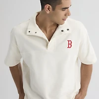 Men's Fanatics Bisque Boston Red Sox Iconic Short Sleeve Mock Neck Pullover