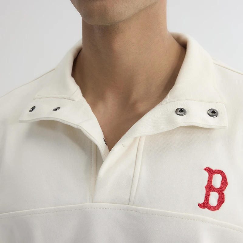 Men's Fanatics Bisque Boston Red Sox Iconic Short Sleeve Mock Neck Pullover
