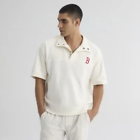 Men's Fanatics Bisque Boston Red Sox Iconic Short Sleeve Mock Neck Pullover