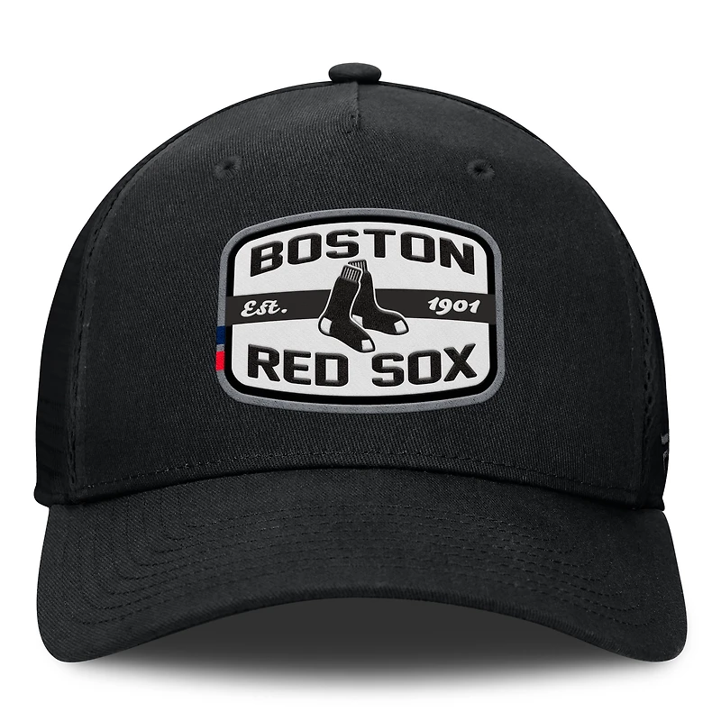 Casquette Snapback de camionneur A-Frame Fanatics pour hommes, noire, Boston Red Sox Team Patch