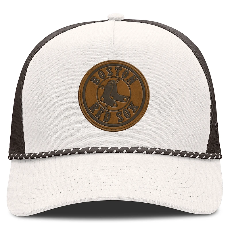 Men's Fanatics Cream/Brown Boston Red Sox Level Up Bronco Adjustable Trucker Hat