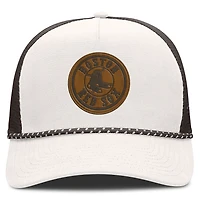 Men's Fanatics Cream/Brown Boston Red Sox Level Up Bronco Adjustable Trucker Hat