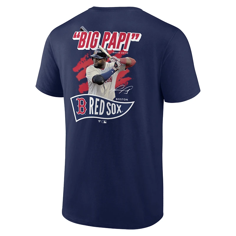 T-shirt Fanatics pour homme David Ortiz, bleu marine, Boston Red Sox, joueur retraité, surnom, nom et numéro