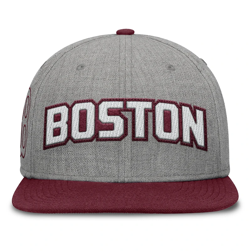 Men's Fanatics Gray/Maroon Boston Red Sox Elements Felt Chainstitch Snapback Hat