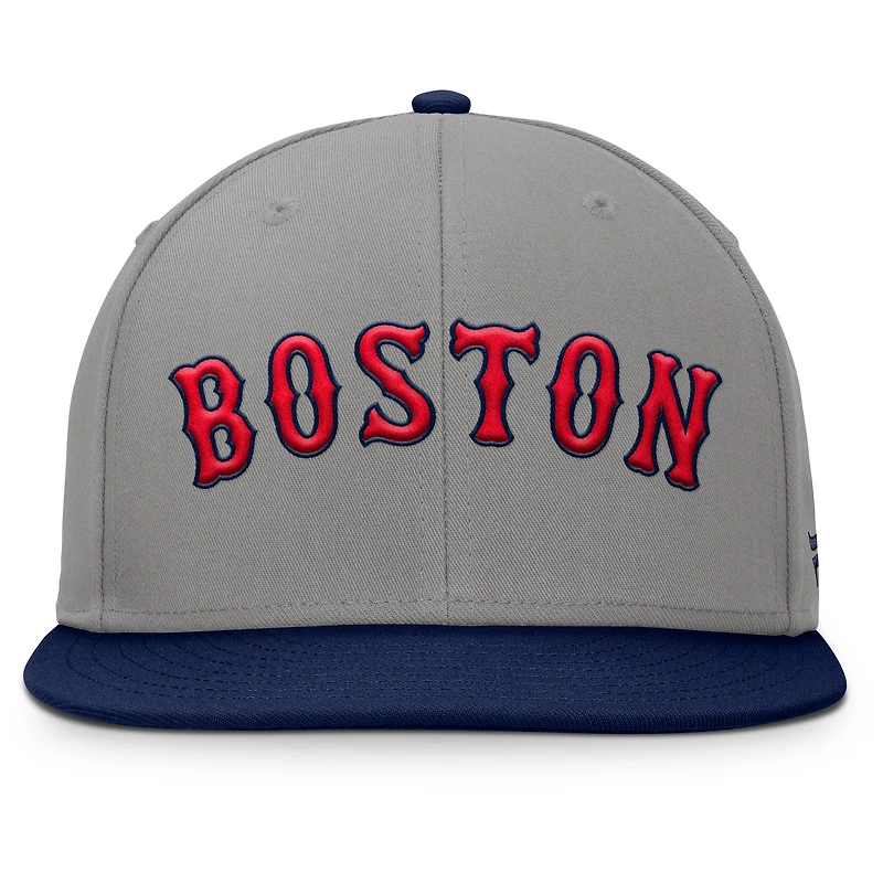 Casquette ajustée Fanatics gris/bleu marine Boston Red Sox Clubhouse Dugout pour homme