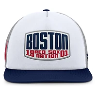 Men's Fanatics Gray/White Boston Red Sox Cranked Foam Front Patch Trucker Adjustable Hat