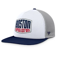 Men's Fanatics Gray/White Boston Red Sox Cranked Foam Front Patch Trucker Adjustable Hat