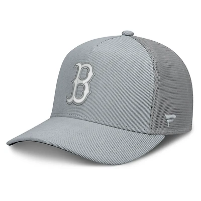 Casquette trucker ajustable Fanatics grise Boston Red Sox en velours côtelé.