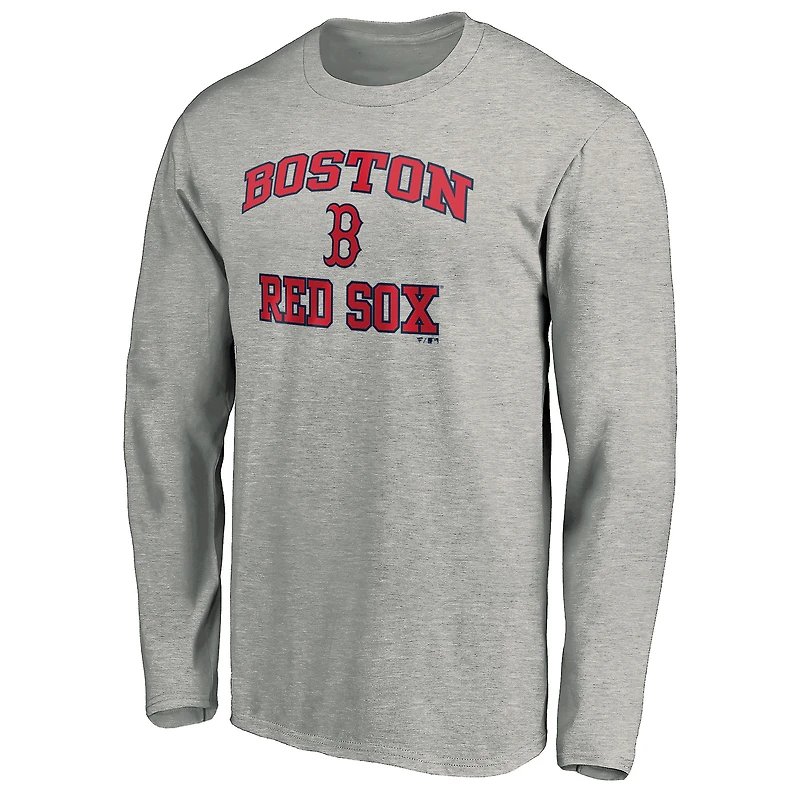 T-shirt à manches longues Fanatics gris Boston Red Sox Heart & Soul pour hommes