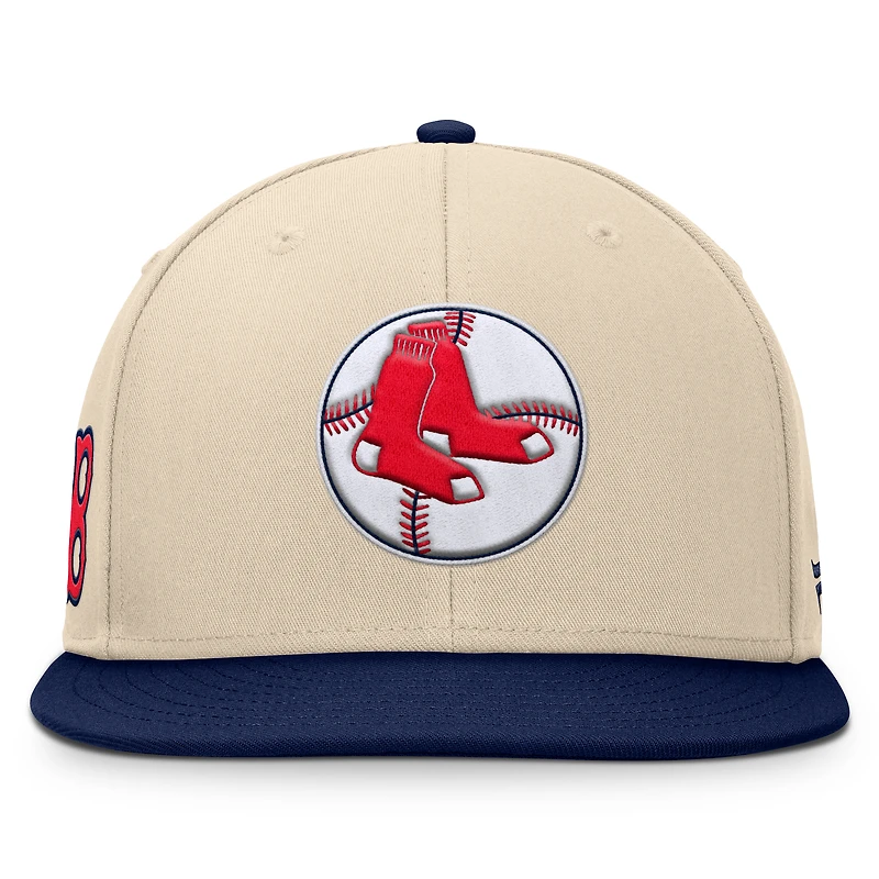 Casquette snapback Bounder Fanatics pour homme, couleur naturelle/bleu marine, collection Cooperstown des Red Sox de Boston