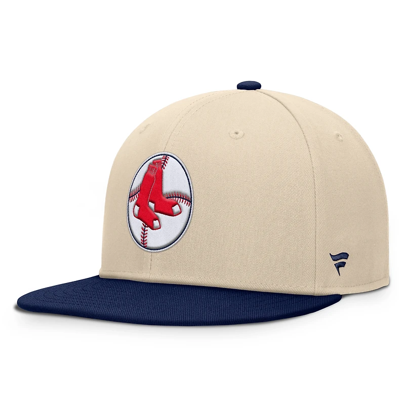 Men's Fanatics Natural/Navy Boston Red Sox Cooperstown Collection Bounder Snapback Hat