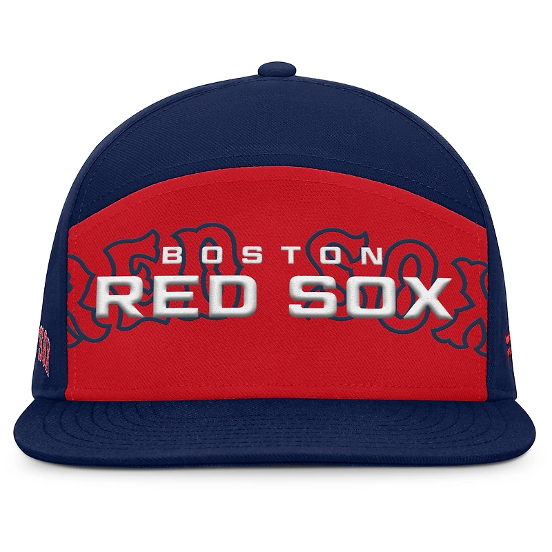Casquette Snapback Fanatics bleu marine/rouge Boston Red Sox Clubhouse Splitter pour homme