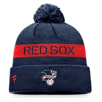 Men's Fanatics Navy/Red Boston Red Sox League Logo Cuffed Knit Hat with Pom