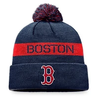 Bonnet en tricot à revers avec logo de la ligue des Red Sox de Boston Fanatics pour hommes bleu marine/rouge avec pompon