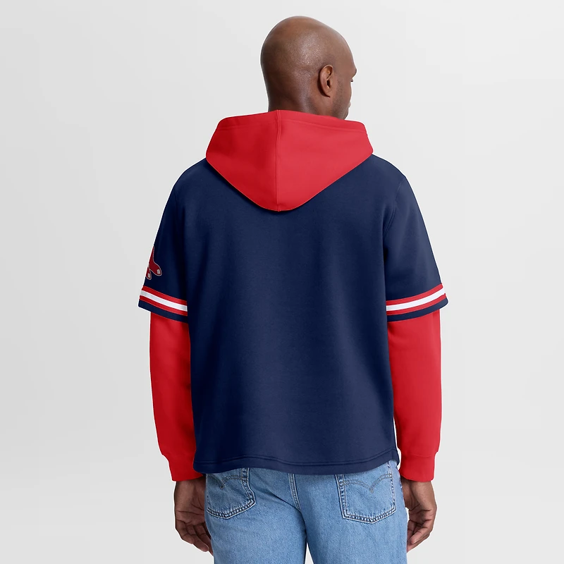 Men's Fanatics Navy/Red Boston Red Sox Oversized Fire Speed​ Layered Hoodie