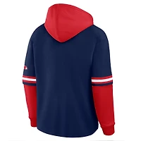 Men's Fanatics Navy/Red Boston Red Sox Oversized Fire Speed​ Layered Hoodie
