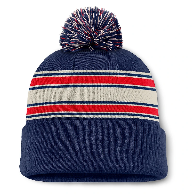 Bonnet en tricot à revers avec pompon et patch Fundamental Boston Red Sox Fanatics pour homme, bleu marine