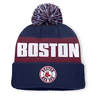 Bonnet à revers rayé bleu marine Boston Red Sox pour homme, avec pompon