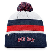 Men's Fanatics Navy Boston Red Sox Stripe Cuffed Knit Hat with Pom