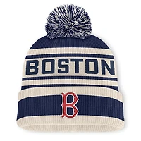 Bonnet à revers en maille avec pompon, bleu marine, Boston Red Sox, modèle « Tape Measure » de Fanatics.