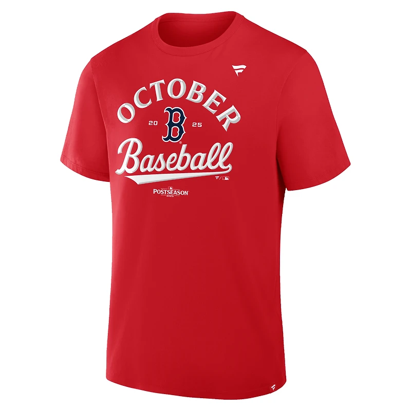 T-shirt Fanatics rouge pour homme des Red Sox de Boston, saison 2025 la MLB, vestiaires