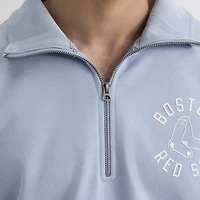 Sweat-shirt à col zippé Fanatics bleu ciel Boston Red Sox Iconic en tissu éponge.