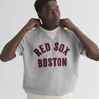 Men's Fanatics Steel Heather Boston Red Sox Iconic Terry Short Sleeve Sweatshirt