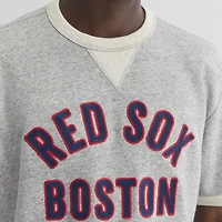 Men's Fanatics Steel Heather Boston Red Sox Iconic Terry Short Sleeve Sweatshirt