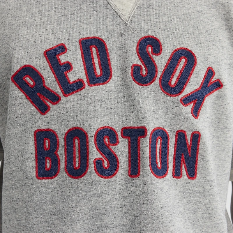 Men's Fanatics Steel Heather Boston Red Sox Iconic Terry Short Sleeve Sweatshirt