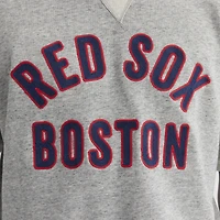 Men's Fanatics Steel Heather Boston Red Sox Iconic Terry Short Sleeve Sweatshirt