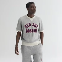 Men's Fanatics Steel Heather Boston Red Sox Iconic Terry Short Sleeve Sweatshirt