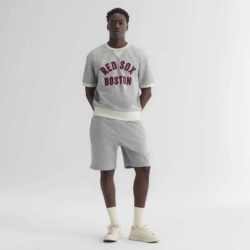 Men's Fanatics Steel Heather Boston Red Sox Iconic Terry Warm-Up Shorts