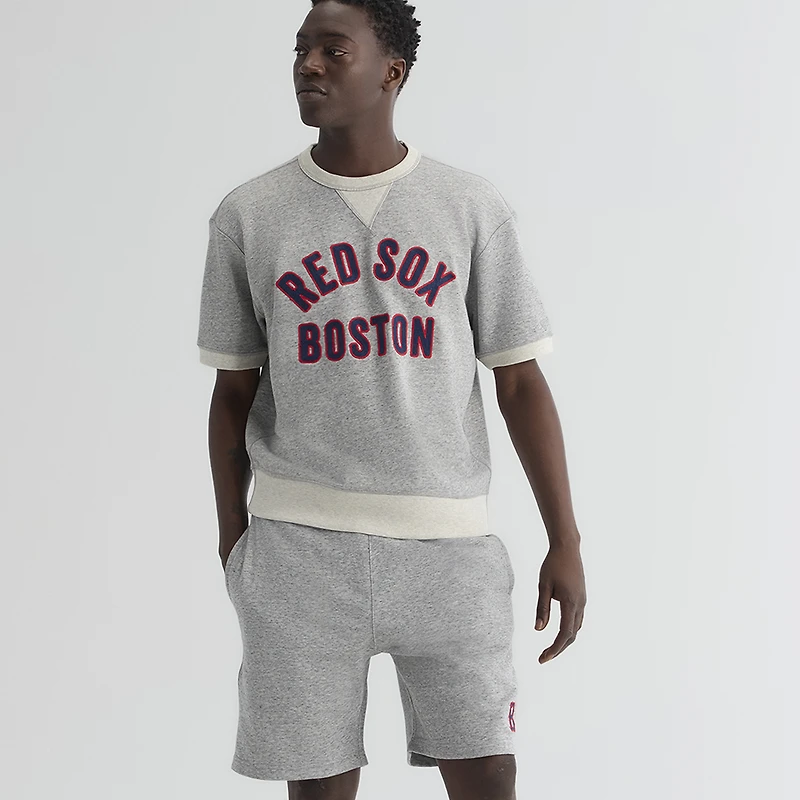 Men's Fanatics Steel Heather Boston Red Sox Iconic Terry Warm-Up Shorts