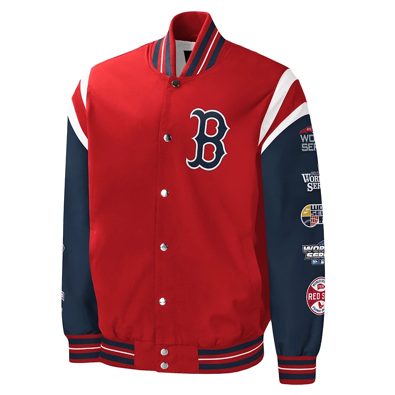 Men's G-III Sports by Carl Banks Red Boston Sox Title Holder Full-Snap Varsity Jacket