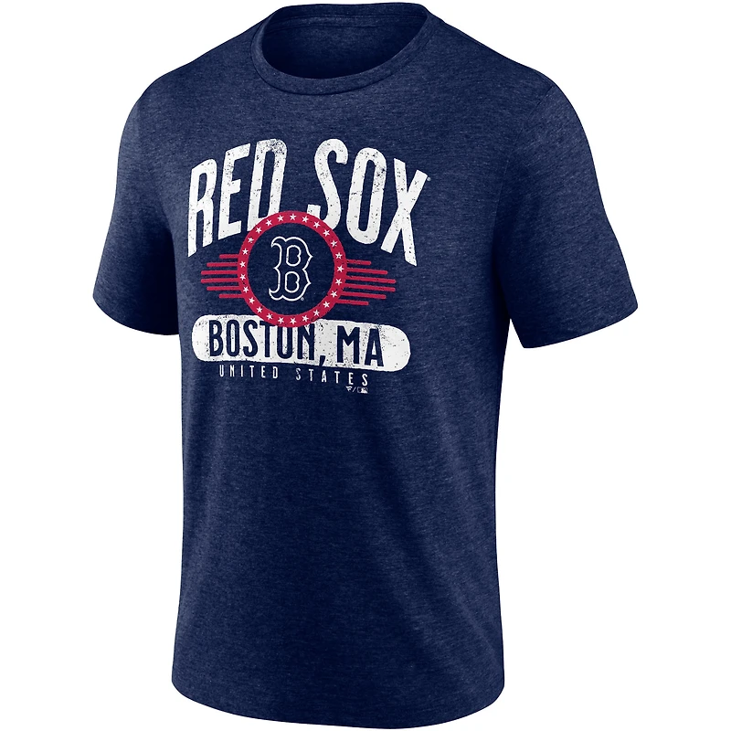 T-shirt tri-blend bleu marine chiné pour homme avec insigne d'honneur des Red Sox de Boston