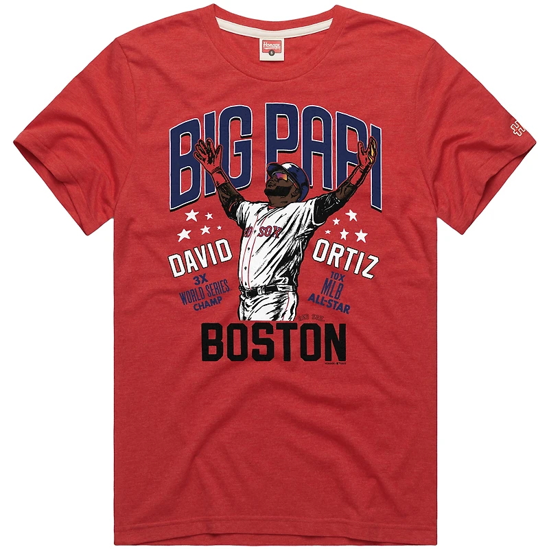 T-shirt graphique rouge pour homme Hommage à David Ortiz, joueur des Red Sox de Boston