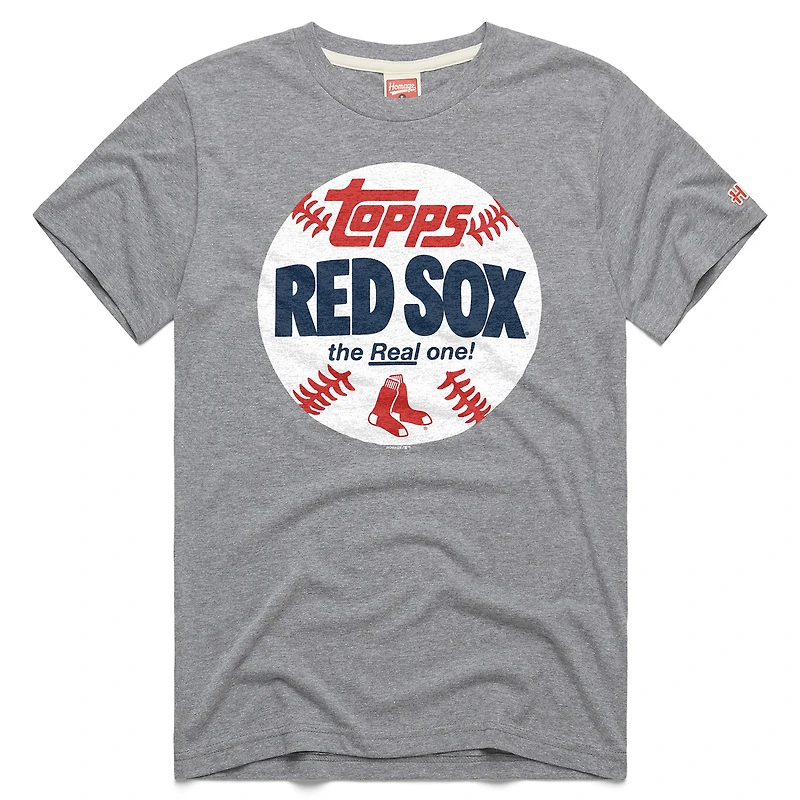 Men's Homage Gray Boston Red Sox MLB x Topps Baseball The Real One Tri-Blend T-Shirt